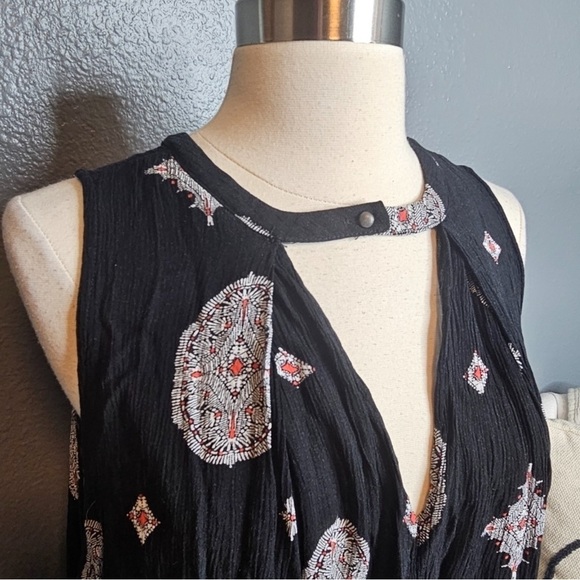 Free People Snap Out of It Sleeveless Tree Swing Tunic Mini Dress size medium - Picture 5 of 6